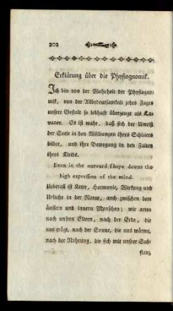Erklärung über die Physiognomik