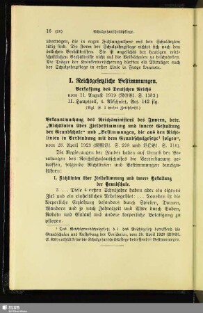 I. Reichsgesetzliche Bestimmungen