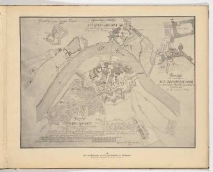 Plan der Neustadt von Dresden mit Teilen der Altstadt und detaillierten Grundrissen um 1726, aus dem Atlas zur Geschichte Dresdens von 1898