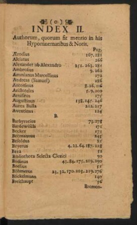 Index II. Authorum, quorum fit mentio in his Hypomnematibus & Notis.