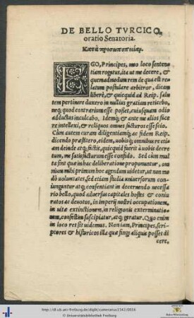 De Bello Turcico oratio Senatoria