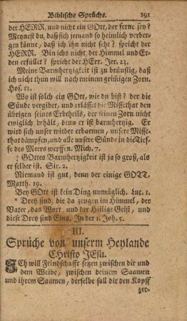 III. Sprüche von unserm Heylande Christo Jesu