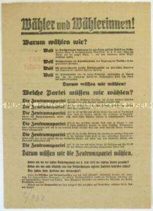 Aufruf der Zentrumspartei zur Reichstagswahl am 7. Dezember 1924