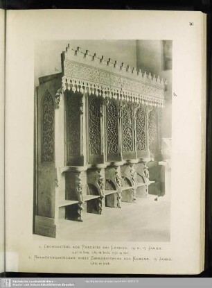 a. Chorgestühl Aus Tragnitz Bei Leisnig. 14. U. 15. Jahrh.; b. Bekrönungsstücken Eines Chorgestühles Aus Kamenz. 15. Jahrh.