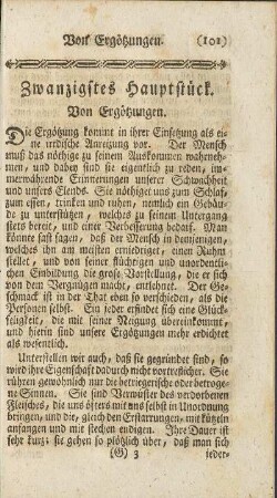 Zwanzigstes Hauptstück. Von Ergötzungen.