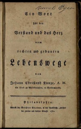 Ein Wort für den Verstand und das Herz vom rechten und gebanten Lebenswege