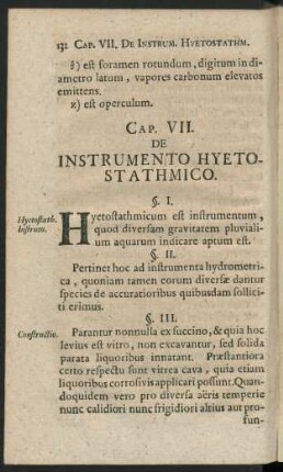 Cap. VII. De Instrumento Hyetostathmico.