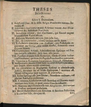 Theses Selectiores Ex Libro I. Decretalium.