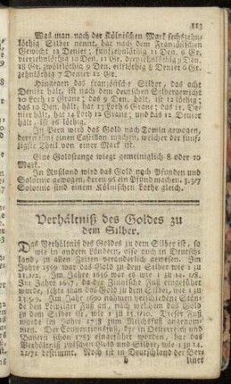 Verhältniß des Goldes zu dem Silber