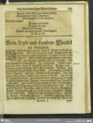 LIII. Vom Leyd- und freuden-Wechsel der Gerechten