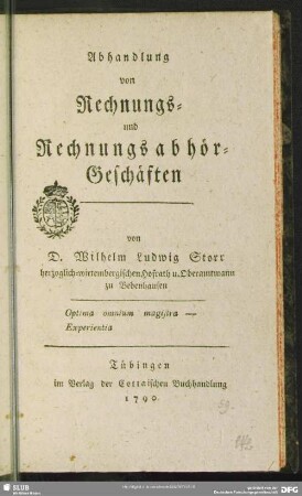 Abhandlung von Rechnungs- und Rechnungsabhör-Geschäften