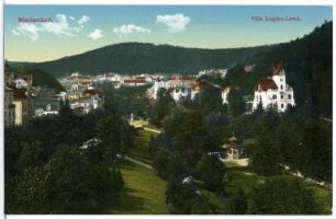 Marienbad. Ortsteil mit Villa "Luginsland" über den Stadtgarten