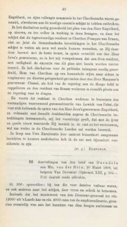 22. Aanvullingen van den brief van Daendels aan Min. van der Heim, 20 Maart 1808, tot hetgeen Van Deventer (Opkomst, XIII, p. 304-314) daaruit reeds afdrukte