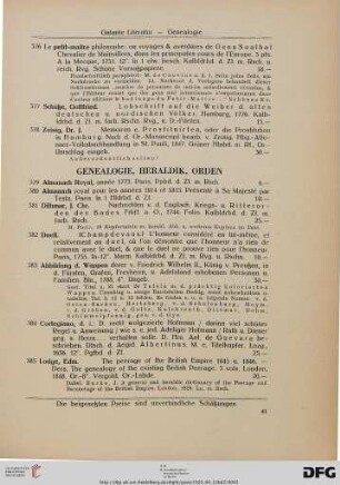 Genealogie, Heraldik, Orden (Nr. 379-390)