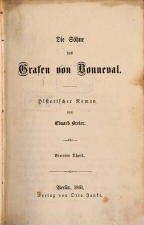 Die Söhne des Grafen von Bonneval : historischer Roman, 4