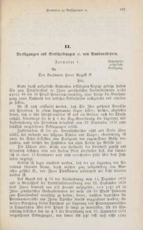 II. Verfügungen und Entscheidungen etc. von Amtsvorstehern