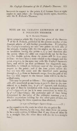 Note on Mr. Cayley's extension of Sir F. Pollock's theorem.