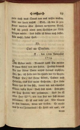 12. Carl an Sophien. K .. den 15ten November 1754.