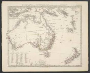 Festland von Australien und benachbarte Inseln [Hand-Atlas über alle Theile der Erde nach dem neuesten Zustande und über das Weltgebäude]