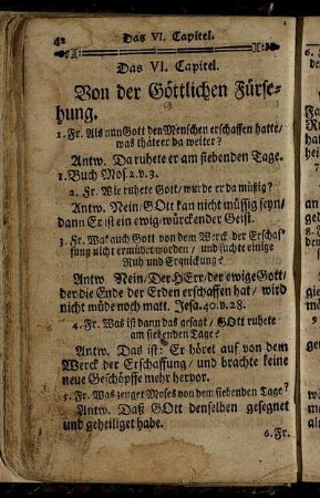 Das VI. Capitel. Von der Göttlichen Fürsehung.