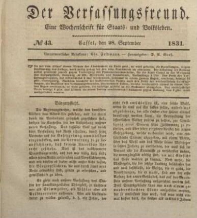№ 43. Cassel, den 28. September 1831.