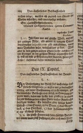 Das IX. Capitel. Von äusserlicher Beschaffenheit der Briefe.