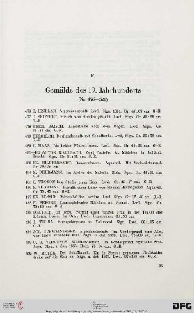 F. Gemälde des 19. Jahrhunderts (Nr. 476-526)