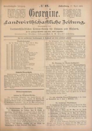Einundsechzigster Jahrgang. No. 17. Insterburg, 27. April 1893.