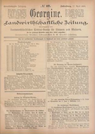 Einundsechzigster Jahrgang. No. 17. Insterburg, 27. April 1893.
