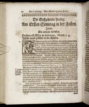 Die Sechzehende Predig. Am Ersten Sonntag in der Fasten. - Die Zwantzigste Predig. Am Fünfften Sonntag in der Fasten.