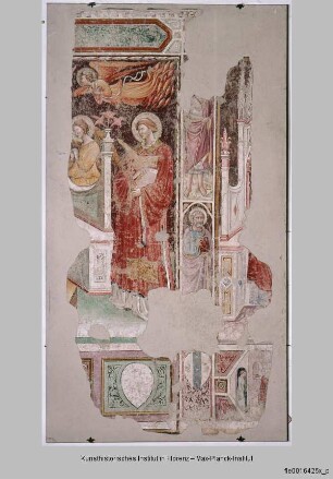 Heiliger Stephanus (?), Johannes der Täufer, Engel und Apostel