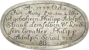 Taufmedaille von Philipp Adolf Schad