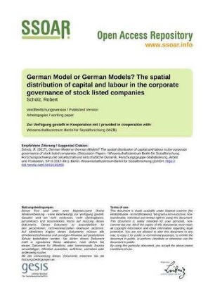 German Model or German Models? The spatial distribution of capital and labour in the corporate governance of stock listed companies