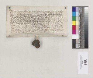 Andreas Müllner von der Pergermühle in Aiterhofen verkauft dem Seifried Griesmair von Aiterhofen das Erbrecht an einer Hube in Aiterhofen, die im Besitz des Klosters St. Emmeram ist und die von seinem verstorbenen Vormeister.Konrad Perger an ihn gekommen ist. S: Hans Läuderer, Richter von Aiterhofen