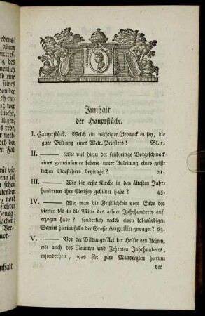 Innhalt der Hauptstücke.