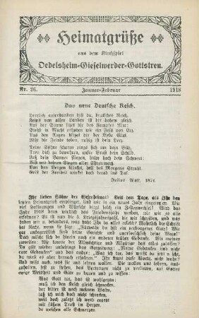 26.1918: Heimatgrüße aus dem Kirchspiel Oedelsheim, Gieselwerder, Gottstreu