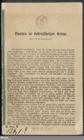 Bautzen im siebenjährigen Kriege