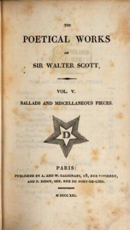 The poetical works of Sir Walter Scott, 5. Ballads and miscellaneous pieces