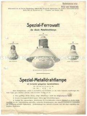 Spezial-Ferrowatt / die ideale Metalldrahtlampe