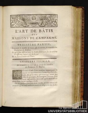 L'Art de Bâtir des Maisons de Campagne. Troisieme Partie.