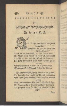 15. Die vertheidigte Rechtsgelahrtheit.
