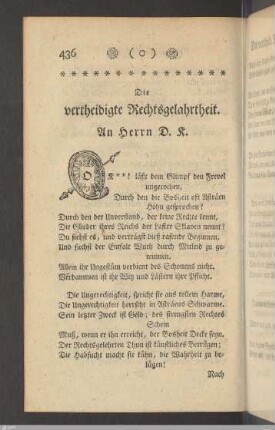 15. Die vertheidigte Rechtsgelahrtheit.