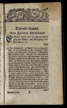 Das erste Kapitel. Von Fiebern überhaupt.