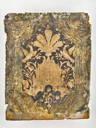 Goldledertapete, ornamentales Motiv Nr. 16, geprägt, bemalt