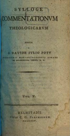 Sylloge commentationum theologicarum. 5. 1804