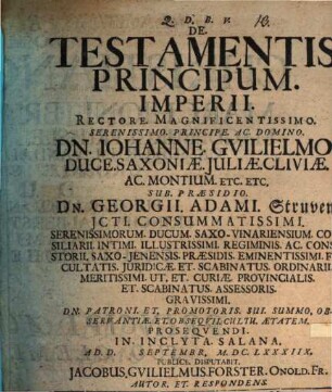 De. Testamentis. Principum. Imperii
