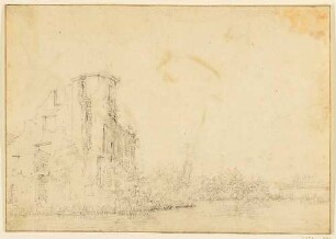 Ruine eines Schlosses am Wasser (links)