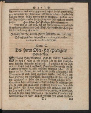 Nota C. Des Herrn Ober-Hof-Predigers Schluß-Rede