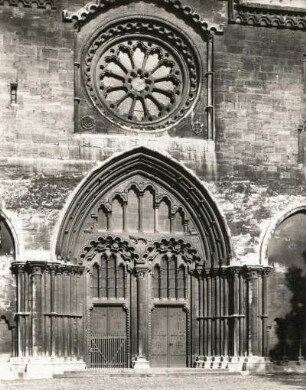 Halberstadt, Dom : Halberstadt. Dom St. Stephanus und St. Sixtus. Hauptportal und Rosette (Westansicht)