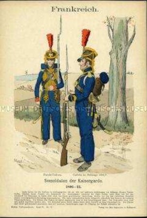 Uniformdarstellung, Infanteristen der Marine der Kaiserlichen Garde, Erstes Kaiserreich Frankreich, 1806/1813.